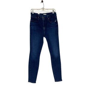 Good American Good Curve Skinny Crossover Waist Jeans Medium Wash Women’s Sz 12